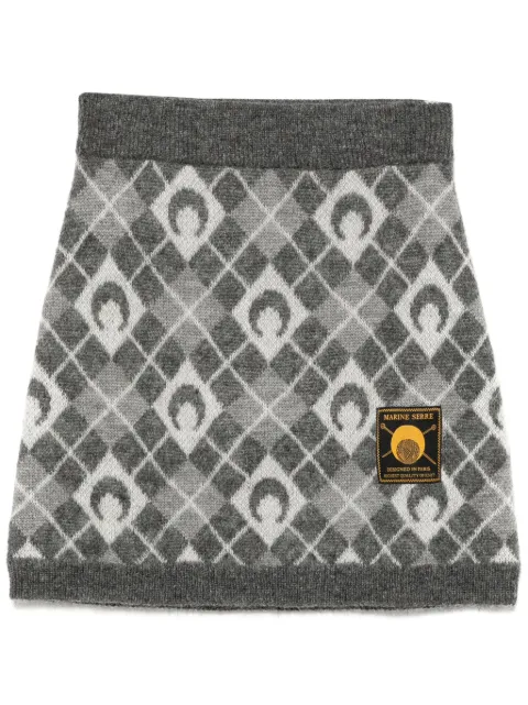 Marine Serre Moon Argyle knit mini skirt Grey WSK060A