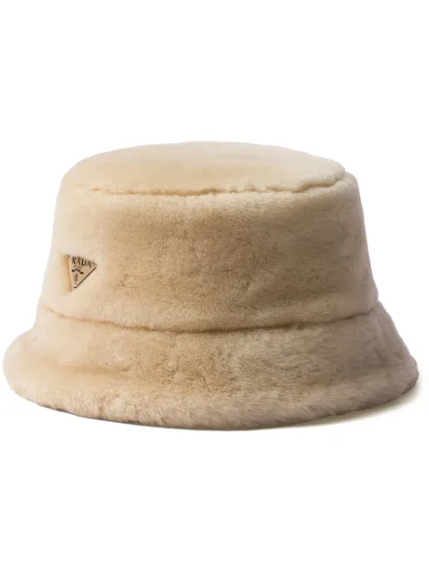 Prada shearling bucket hat Neutrals 1HC1372EC9