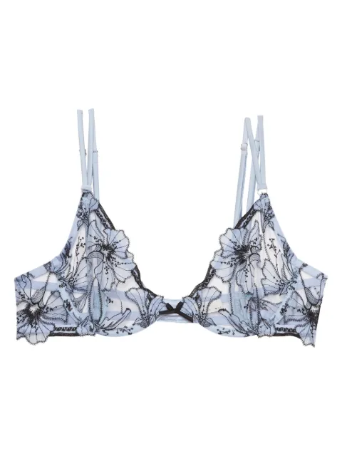 Fleur Du Mal Harper Embroidery demi bra Blue BR04781018
