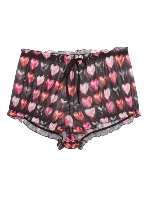 Fleur Du Mal ruched mesh boxer shorts Black SH01230980