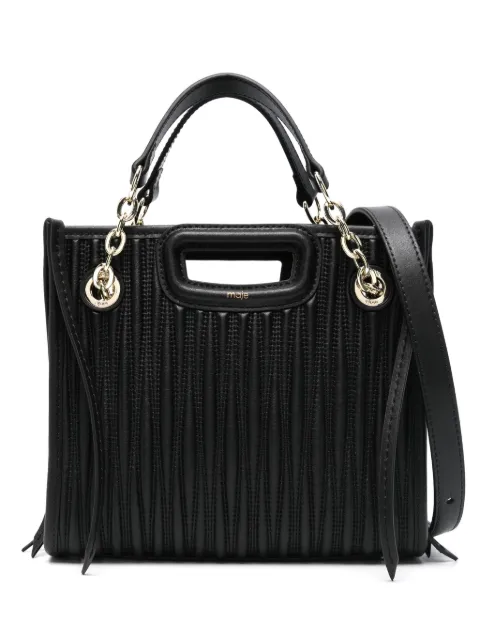 Maje mini quilted leather tote bag Black MFASA01173