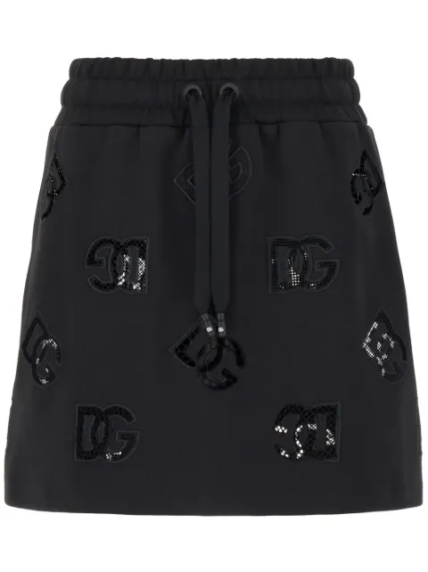 Dolce & Gabbana logo-patch jersey mini skirt Black F4CSKZGDB9T