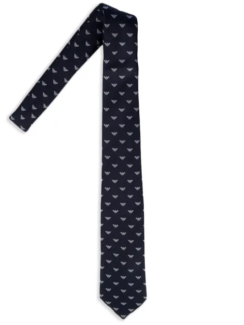 Emporio Armani logo-print tie Blue 3400753R616
