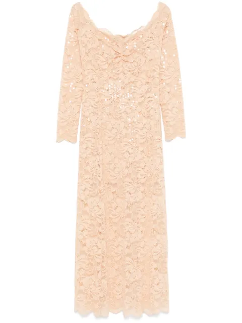 Rabanne sequinned lace maxi dress Neutrals 24HJRO030PA0231