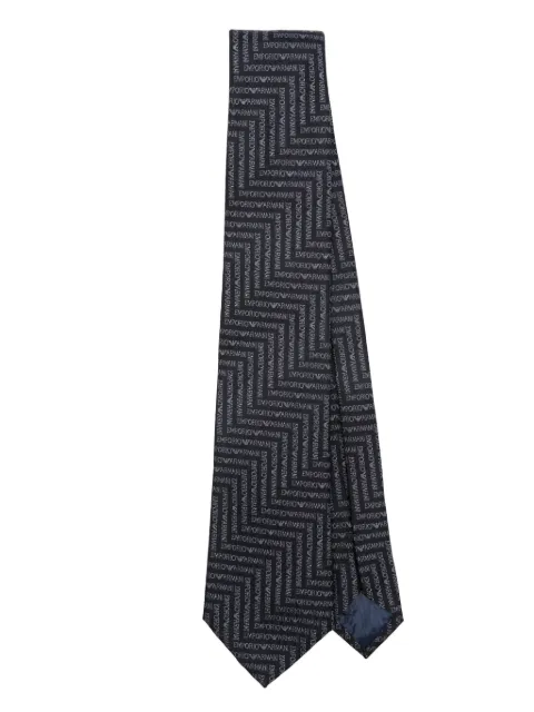 Emporio Armani logo-jacquard silk tie Blue 3400753R604