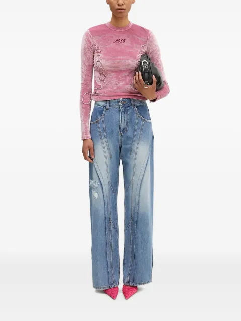 Andersson Bell lace-up velvet top Pink ATB1206W