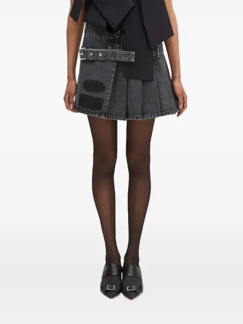 AMBUSH pleated belted denim skirt Black BWYF002F24DEN001