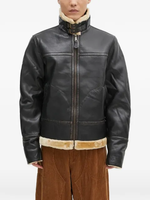 Alpha Industries faux-fur-collar leather jacket Black 148114