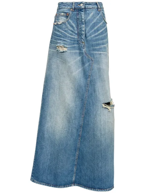MM6 Maison Margiela logo-patch midi skirt Blue S52MI0016M30016