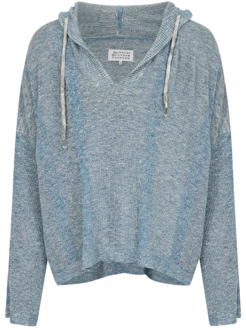 Maison Margiela drawstring hood v-neck sweater Blue S50GU0226M13097