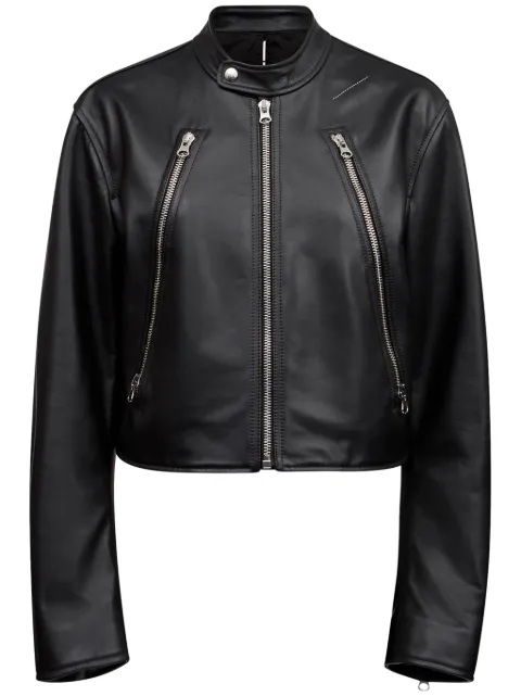 MM6 Maison Margiela leather jacket Black S52AM0317M07005