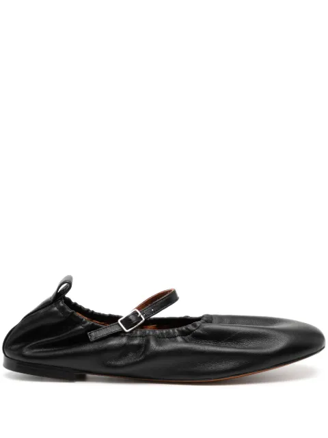 Maison Kitsuné leather flat ballerina shoes Black NW04302LR0008P199