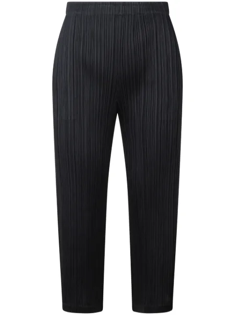Pleats Please Issey Miyake plissé cropped trousers Black PP48JF382