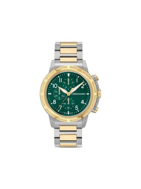 Ferragamo sport chrono stainless steel 44mm watch Green SFRT00625