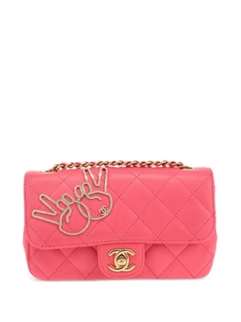 CHANEL Pre-Owned 2017 mini V For Victory Flap shoulder bag Pink 412713