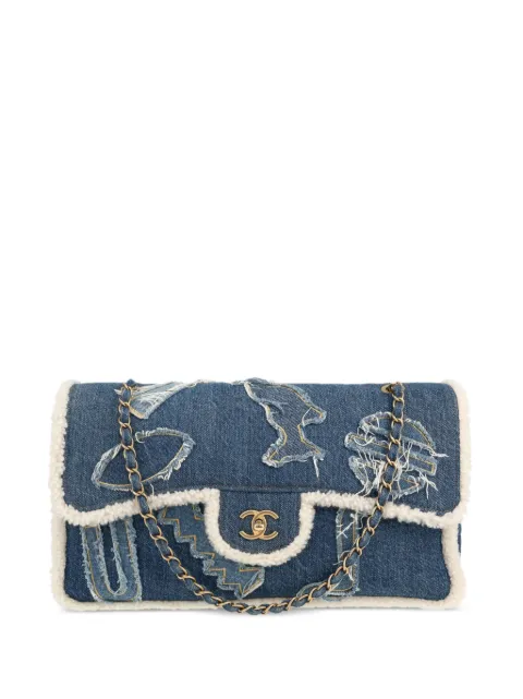 CHANEL Pre-Owned 2020 Classic Flap denim shoulder bag Blue 411378