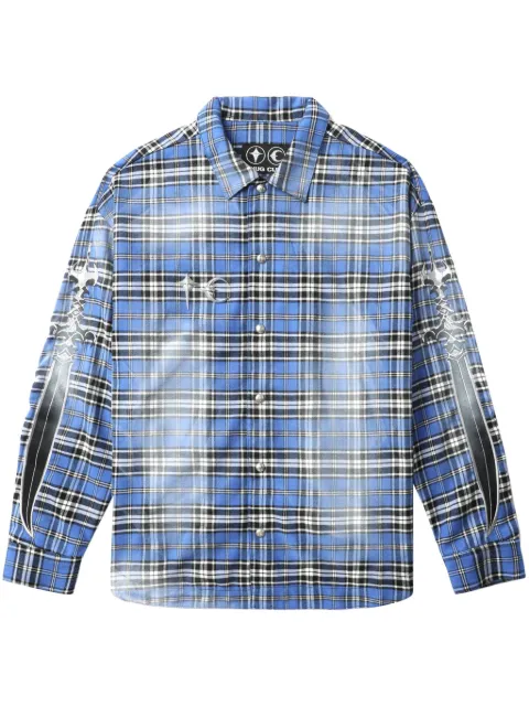 THUG CLUB check-pattern shirt Blue TC24SH2001