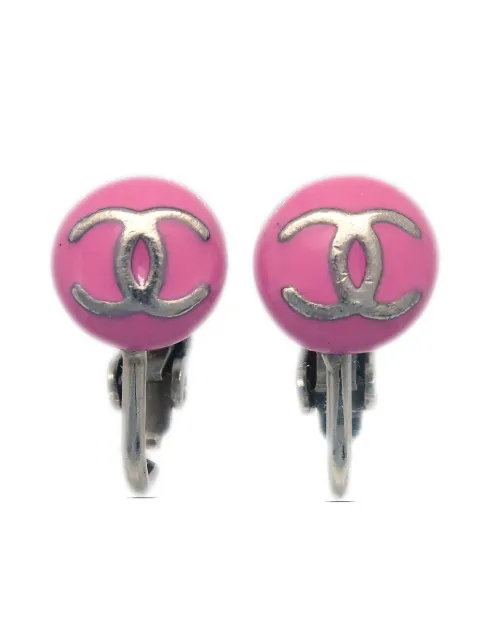 CHANEL Pre-Owned 2003 CC button clip-on earrings Silver ER03C