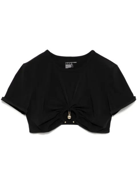 Christopher Esber Ruched Orbit Crop T-shirt Black RUCHEDORBITCROPSWIMTEEBLACK