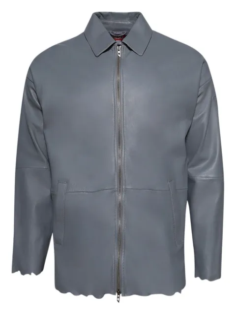 Diesel L-Mart-B zip-front leather jacket Grey A1770408BLK