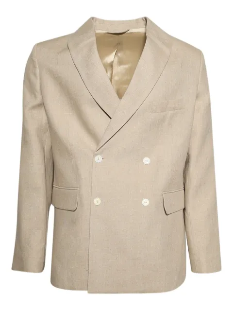 BODE linen double-breasted blazer Neutrals MRS25SJ011