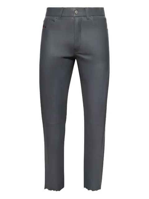 Diesel P-Macs-Lth frayed-hem leather trousers Grey A177050SLBK