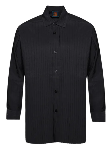 Casella Meyer pleated long-sleeve shirt Black CMS25SH100