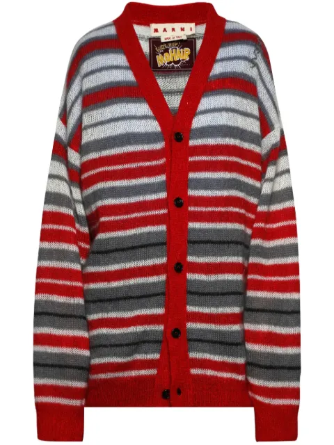 Marni striped V-neck cardigan Neutrals CDMG0153Q0UFU178
