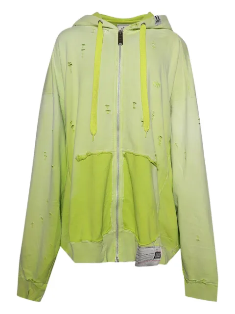 Maison MIHARA YASUHIRO distressed zip-up hoodie Yellow A14PK531