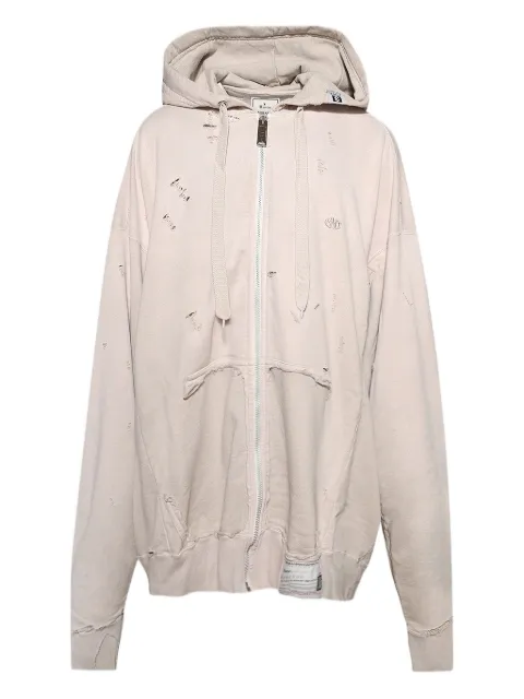 Maison MIHARA YASUHIRO distressed zip-up hoodie Neutrals A14PK531