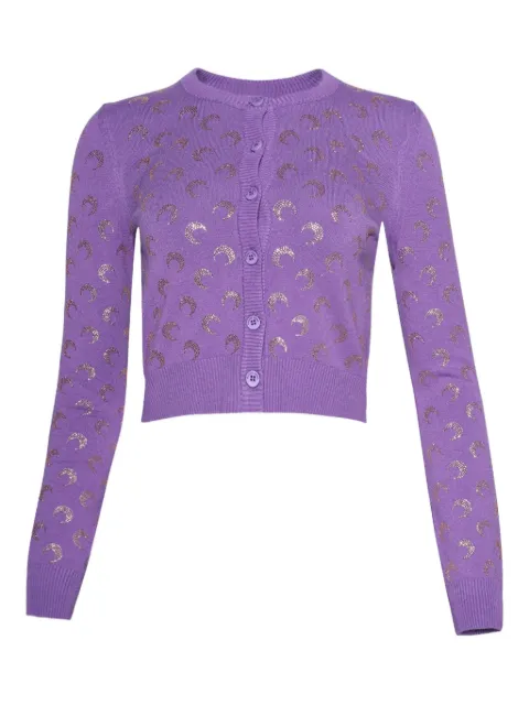 Marine Serre moon-pattern long-sleeve cardigan Purple WTK011ARKNI0001