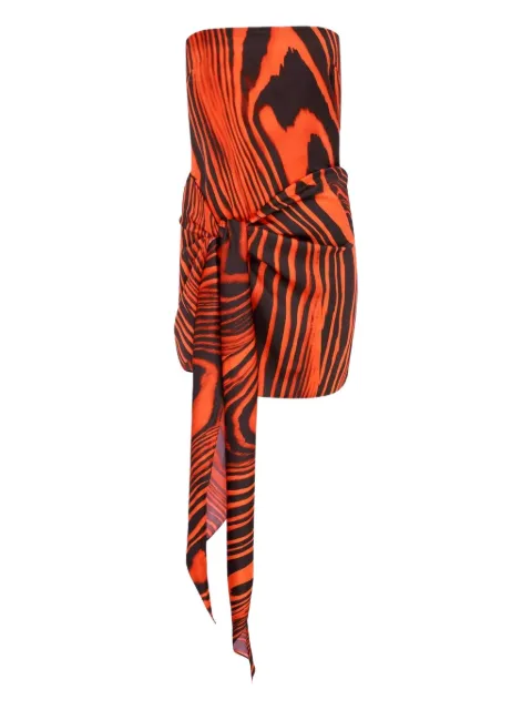 David Koma zebra-print tie-detail minidress Red RE25DK39D