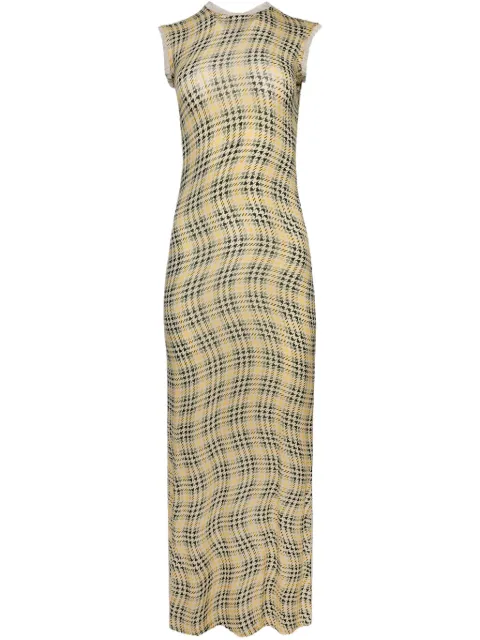 Rabanne tartan-check maxi dress Neutrals 25PJRO075VI0316
