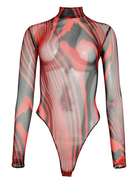 David Koma printed bodysuit Red RE25DK16BS