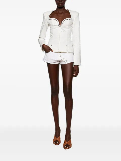 Ludovic de Saint Sernin lace-up padded-shoulder jacket White SS25JK008WDEN0005