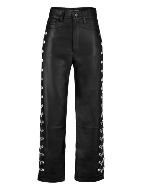DANCASSAB Amira chain-embellished leather trousers Black DCAT23MAMINEGBM
