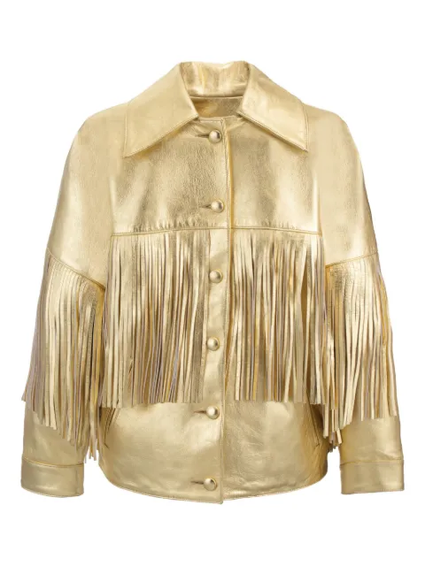 DANCASSAB Taylor leather fringed jacket Gold DCAT23MTAYDCLPF