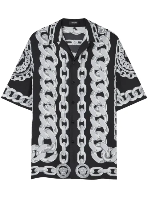 Versace Medusa Chains silk shirt Black 10039261A13397