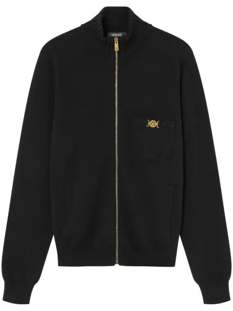 Versace cashmere-cotton knit zip sweater Black 10187181A12912