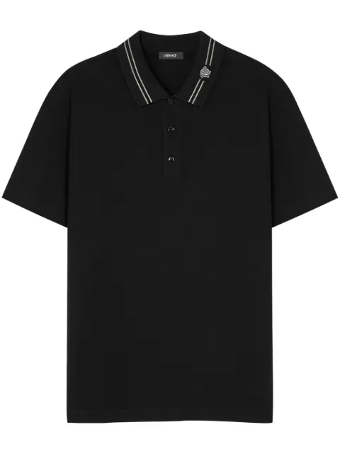 Versace embroidered cotton piqué polo Black 10139061A13463