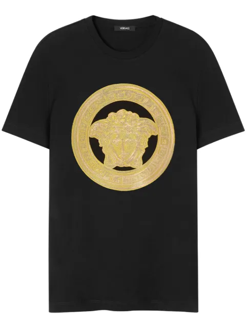 Versace Medusa-embroidered T-shirt Black 10139441A13438