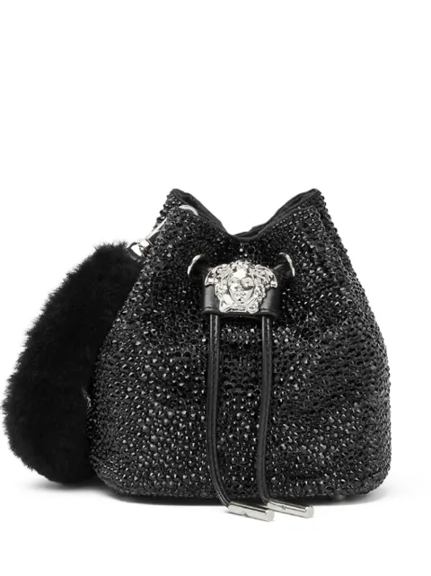 Versace mini La Medusa crystal bucket bag Black 10177541A12769