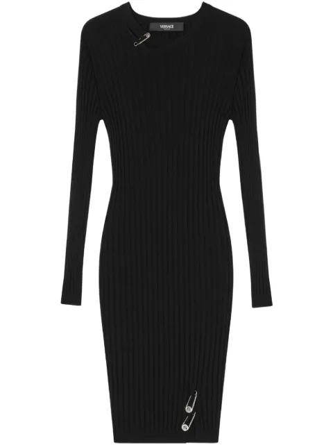 Versace Safety Pin ribbed-knit mini dress Black 10177731A12700