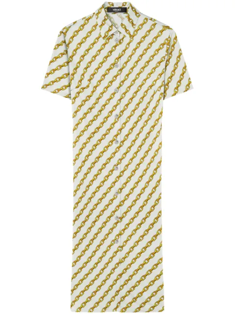 Versace Chain Stripes midi shirt dress Neutrals 10185031A13547