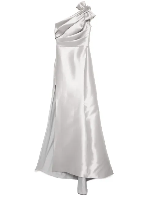 Amsale Mikado draped bodice Gown Grey P707M