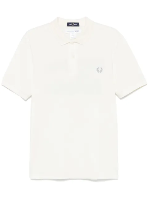 Comme Des Garçons Shirt x Fred Perry slogan-print polo shirt Neutrals FNT501