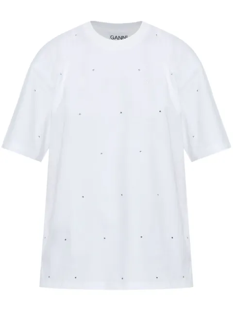 GANNI crystal-embellished T-shirt White T4091