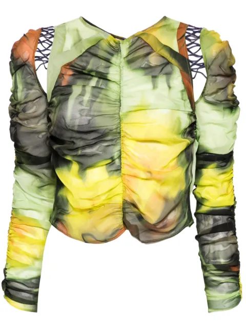 Collina Strada melting bloom gathered Delilah top Yellow XX3036