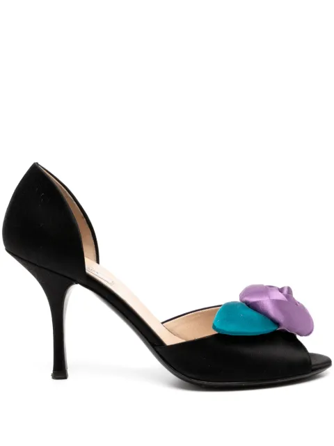 Prada Pre-Owned floral detail peep toe pumps Black DPVI8179R
