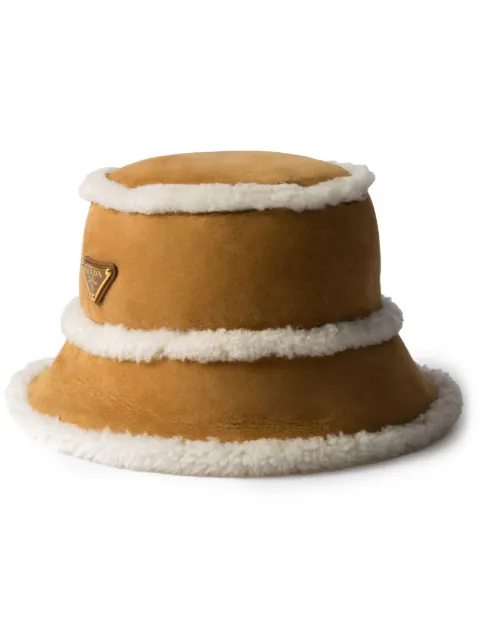 Prada suede shearling bucket hat Brown 1HC1372C5A
